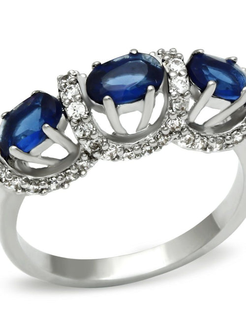 Load image into Gallery viewer, 3W172 - Rhodium Brass Ring with Synthetic Synthetic Glass in Montana
