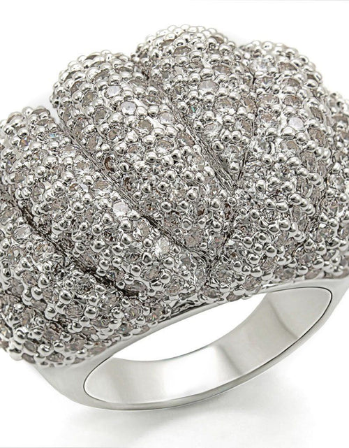 Load image into Gallery viewer, 1W020 - Rhodium Brass Ring with AAA Grade CZ in Clear

