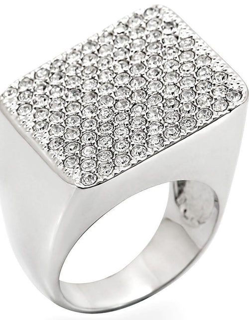 Load image into Gallery viewer, 1W035 - Rhodium Brass Ring with Top Grade Crystal in Clear
