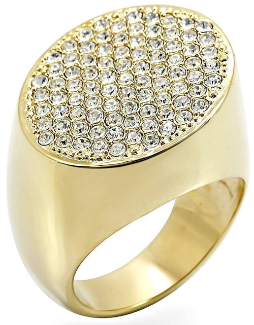 Load image into Gallery viewer, 1W034 - Gold Brass Ring with Top Grade Crystal in Clear
