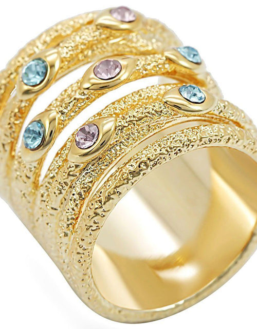 Load image into Gallery viewer, 1W047 - Gold Brass Ring with Top Grade Crystal in Multi Color
