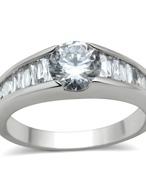 Load image into Gallery viewer, 3W133 - Rhodium Brass Ring with AAA Grade CZ in Clear
