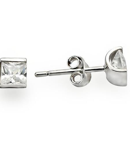 0W388 - Rhodium 925 Sterling Silver Earrings with AAA Grade CZ in Clear