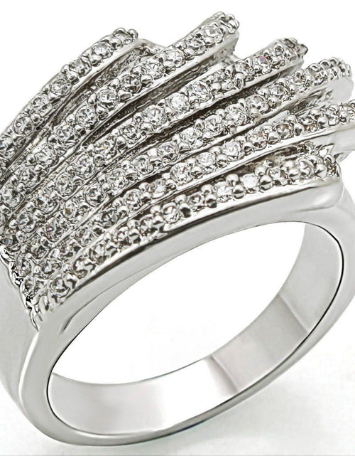 Load image into Gallery viewer, 1W018 - Rhodium Brass Ring with AAA Grade CZ in Clear
