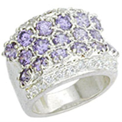 Load image into Gallery viewer, 12507 - High-Polished 925 Sterling Silver Ring with AAA Grade CZ in Light Amethyst
