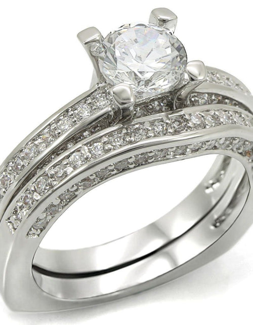 Load image into Gallery viewer, 1W004 - Rhodium Brass Ring with AAA Grade CZ in Clear
