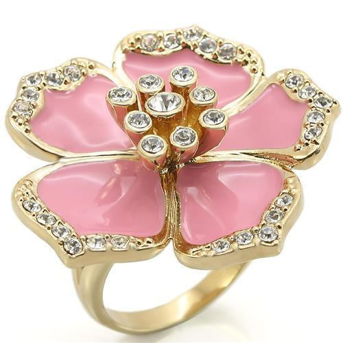 Load image into Gallery viewer, 0W376 - Gold Brass Ring with Top Grade Crystal in Clear
