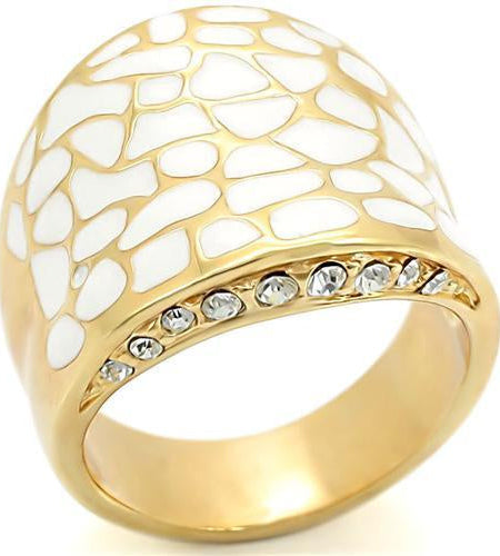 0W379 - Gold Brass Ring with Top Grade Crystal in Clear