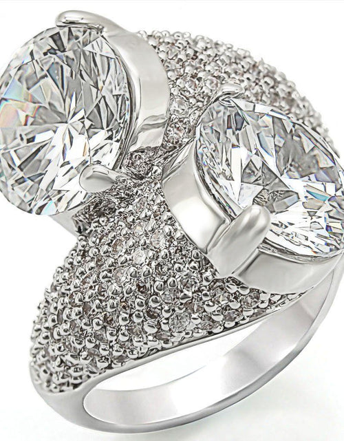 Load image into Gallery viewer, 1W015 - Rhodium Brass Ring with AAA Grade CZ in Clear
