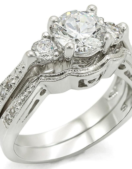 Load image into Gallery viewer, 1W002 - Rhodium Brass Ring with AAA Grade CZ in Clear
