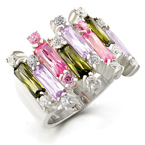 Load image into Gallery viewer, 37611 - High-Polished 925 Sterling Silver Ring with AAA Grade CZ in Multi Color
