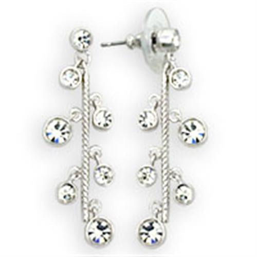 Load image into Gallery viewer, 36409 - High-Polished 925 Sterling Silver Earrings with Top Grade Crystal in Clear
