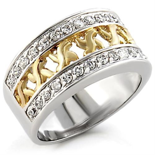 Load image into Gallery viewer, 31812 - Reverse Two-Tone 925 Sterling Silver Ring with AAA Grade CZ in Clear
