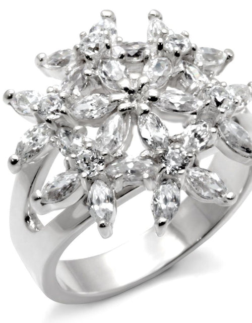 Load image into Gallery viewer, 31820 - High-Polished 925 Sterling Silver Ring with AAA Grade CZ in Clear

