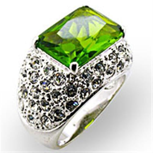Load image into Gallery viewer, 32707 - Rhodium Brass Ring with Synthetic Spinel in Peridot
