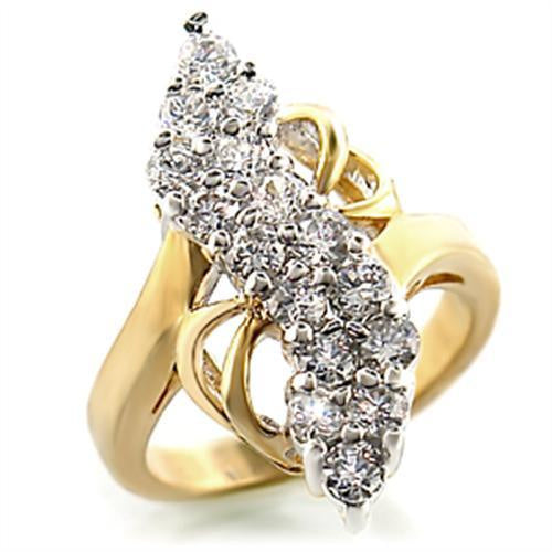 Load image into Gallery viewer, 2W017 - Gold+Rhodium Brass Ring with AAA Grade CZ in Clear
