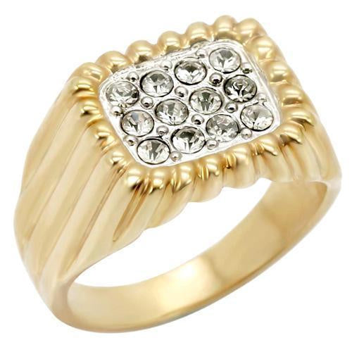Load image into Gallery viewer, 2W039 - Gold+Rhodium Brass Ring with Top Grade Crystal in Clear
