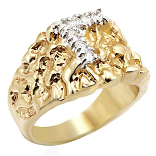 Load image into Gallery viewer, 2W044 - Gold+Rhodium Brass Ring with AAA Grade CZ in Clear
