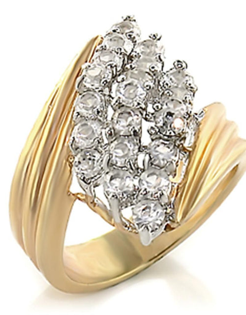 Load image into Gallery viewer, 2W029 - Gold+Rhodium Brass Ring with AAA Grade CZ in Clear
