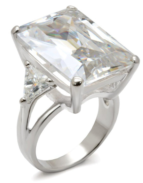 Load image into Gallery viewer, 21214 - High-Polished 925 Sterling Silver Ring with AAA Grade CZ in Clear
