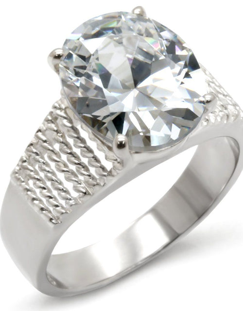 Load image into Gallery viewer, 21118 - High-Polished 925 Sterling Silver Ring with AAA Grade CZ in Clear
