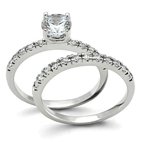 Load image into Gallery viewer, 3W105 - Rhodium Brass Ring with AAA Grade CZ in Clear
