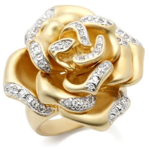 Load image into Gallery viewer, 0W250 - Matte Gold &amp; Rhodium Brass Ring with AAA Grade CZ in Clear
