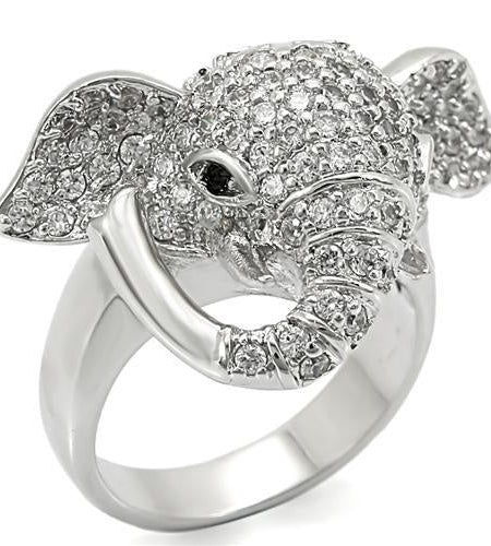 0W280 - Rhodium Brass Ring with Top Grade Crystal in Jet