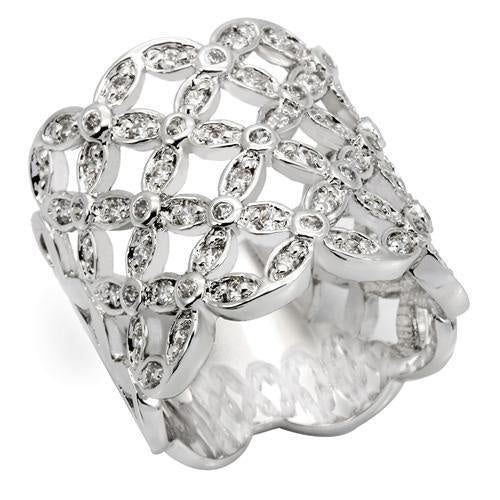 Load image into Gallery viewer, 0W267 - Rhodium Brass Ring with AAA Grade CZ in Clear
