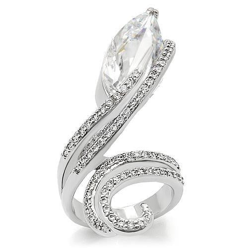Load image into Gallery viewer, 0W253 - Rhodium Brass Ring with AAA Grade CZ in Clear
