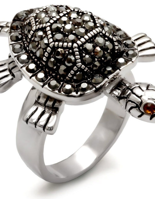 Load image into Gallery viewer, 0W285 - Rhodium Brass Ring with Top Grade Crystal in Multi Color
