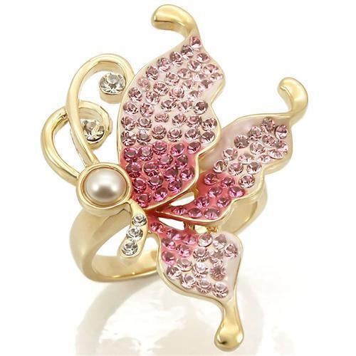 Load image into Gallery viewer, 0W289 - Gold Brass Ring with Top Grade Crystal in Multi Color
