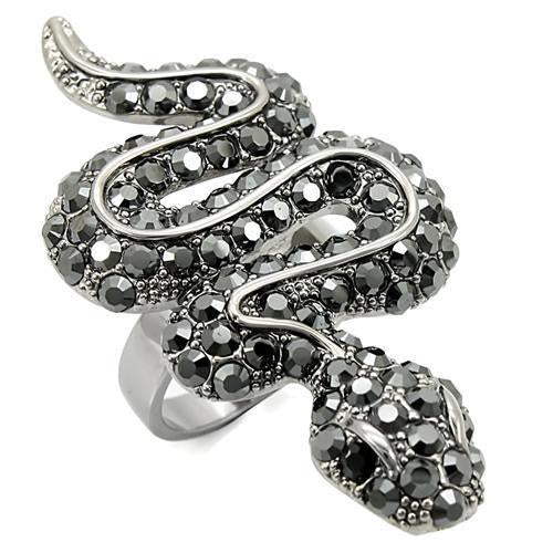 Load image into Gallery viewer, 0W282 - Ruthenium Brass Ring with Top Grade Crystal in Jet
