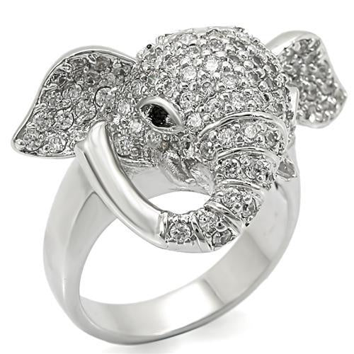 Load image into Gallery viewer, 0W280 - Rhodium Brass Ring with Top Grade Crystal in Jet
