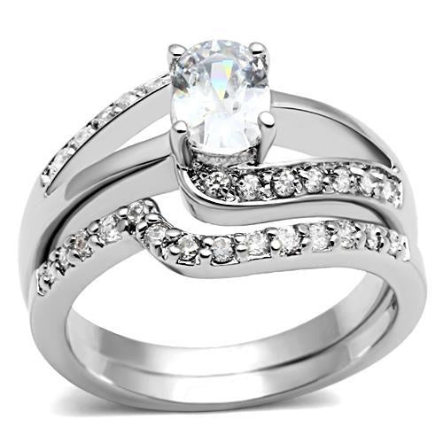 Load image into Gallery viewer, 3W022 - Rhodium Brass Ring with AAA Grade CZ in Clear
