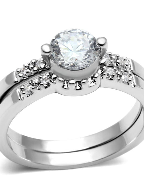 Load image into Gallery viewer, 3W044 - Rhodium Brass Ring with AAA Grade CZ in Clear
