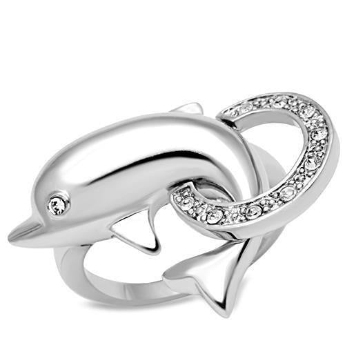 Load image into Gallery viewer, 3W032 - Rhodium Brass Ring with Top Grade Crystal in Clear
