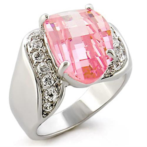 Load image into Gallery viewer, 30813 - High-Polished 925 Sterling Silver Ring with AAA Grade CZ in Rose
