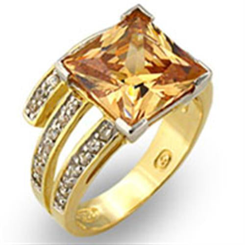 Load image into Gallery viewer, 31221 - Gold+Rhodium 925 Sterling Silver Ring with AAA Grade CZ in Champagne
