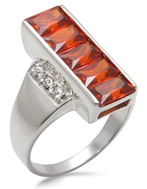 Load image into Gallery viewer, 30829 - High-Polished 925 Sterling Silver Ring with AAA Grade CZ in Garnet
