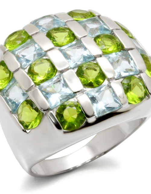 Load image into Gallery viewer, 30825 - High-Polished 925 Sterling Silver Ring with AAA Grade CZ in Multi Color
