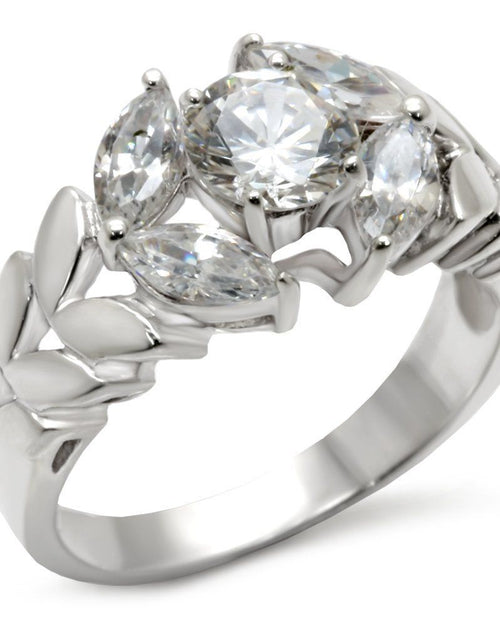 Load image into Gallery viewer, 30326 - Matte Rhodium &amp; Rhodium 925 Sterling Silver Ring with AAA Grade CZ in Clear
