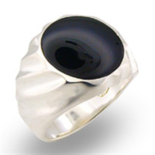 Load image into Gallery viewer, 31501 - High-Polished 925 Sterling Silver Ring with Semi-Precious Onyx in Jet
