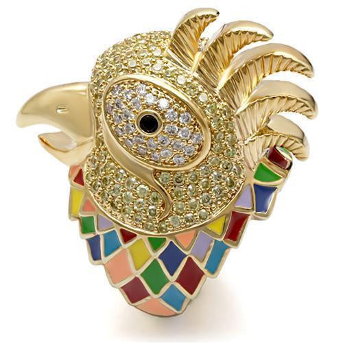 Load image into Gallery viewer, 1W087 - Gold Brass Ring with AAA Grade CZ in Multi Color
