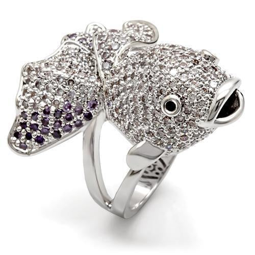 Load image into Gallery viewer, 1W085 - Rhodium Brass Ring with AAA Grade CZ in Multi Color
