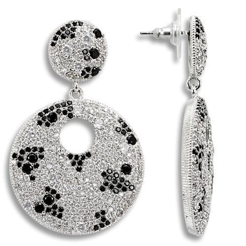 Load image into Gallery viewer, 1W122 - Imitation Rhodium Brass Earrings with AAA Grade CZ in Black Diamond
