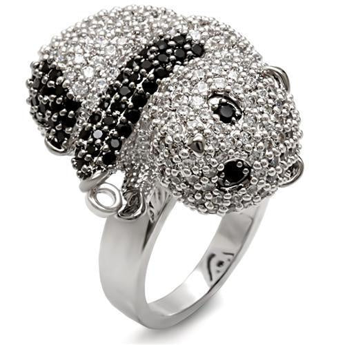Load image into Gallery viewer, 1W083 - Rhodium + Ruthenium Brass Ring with AAA Grade CZ in Black Diamond
