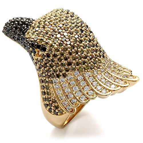 Load image into Gallery viewer, 1W084 - Gold+Ruthenium Brass Ring with AAA Grade CZ in Multi Color
