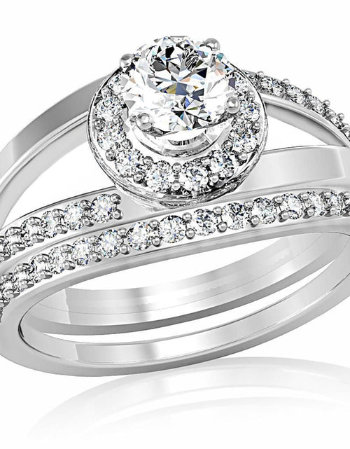 Load image into Gallery viewer, 1W164 - Rhodium Brass Ring with AAA Grade CZ in Clear
