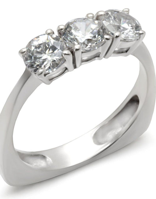 Load image into Gallery viewer, 34418 - High-Polished 925 Sterling Silver Ring with AAA Grade CZ in Clear
